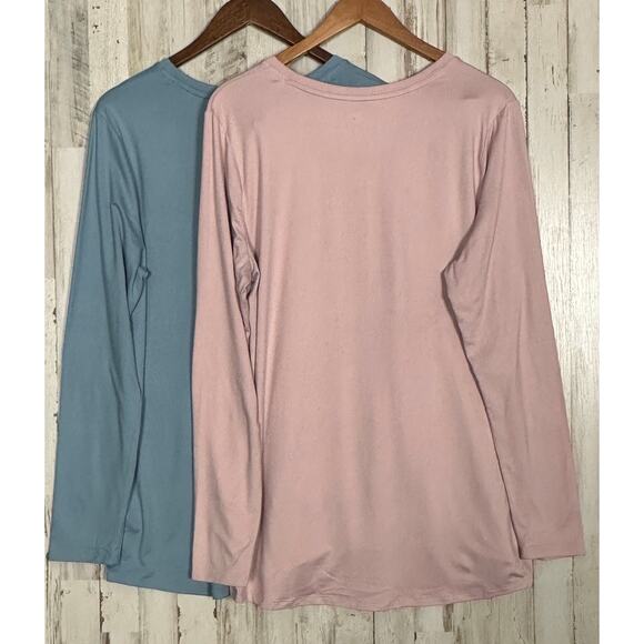 Skechers Womens Activewear Long Sleeve Tops Large Blue/Pink 2 Set Workout Shirts - Picture 2 of 8